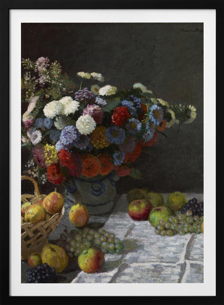 Stillleben mit Blumen und Früchten (1869) von Claude Monet | Poster