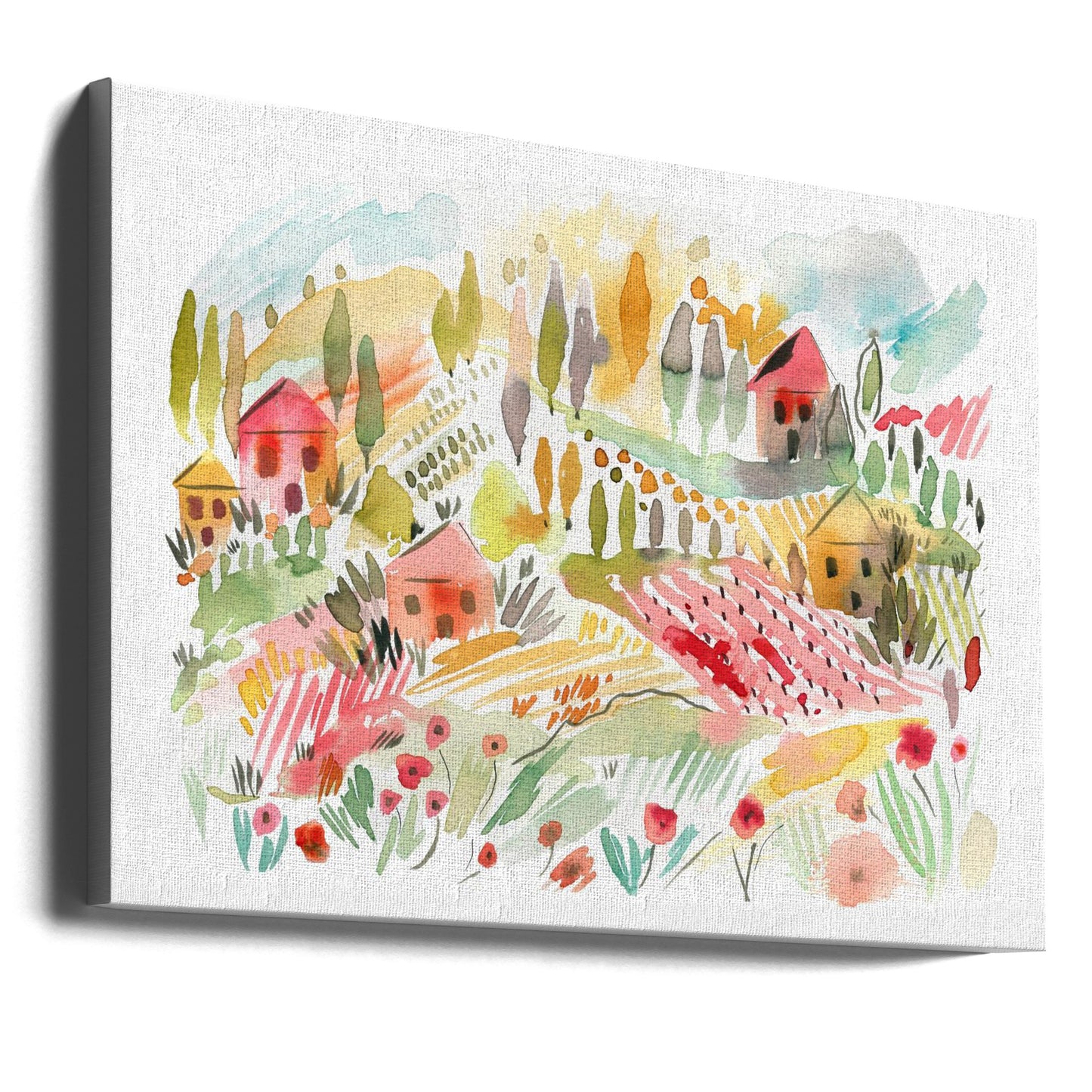 Aquarelllandschaft Toskana 1 | Leinwand-Bilder