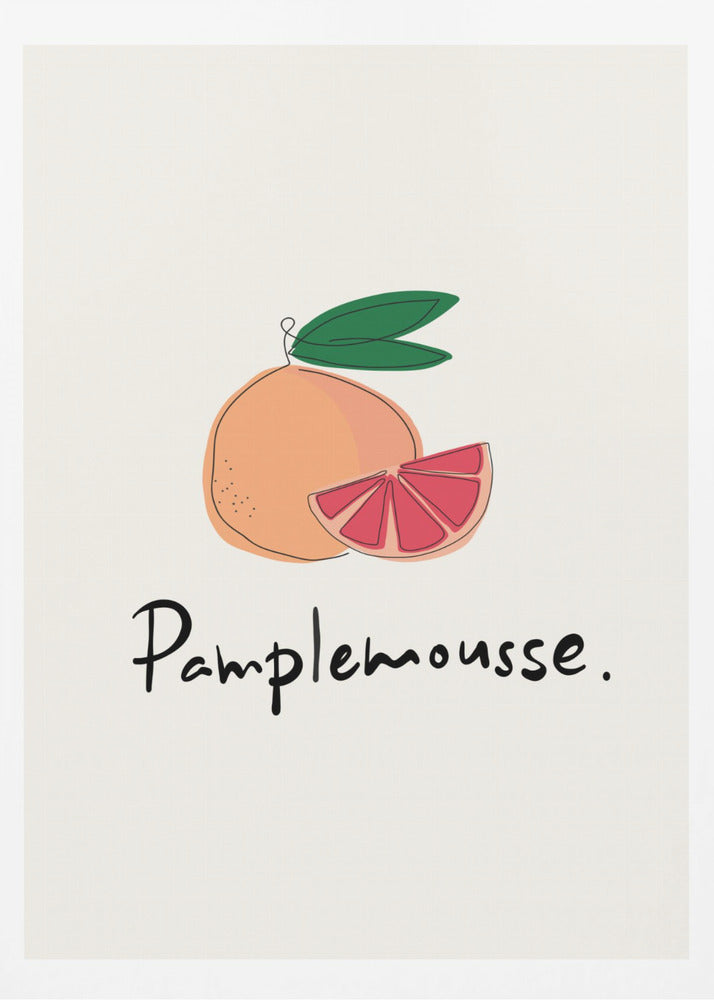 Moderne französische Obstkollektion "Grapefruit / Pamplemousse" | Poster