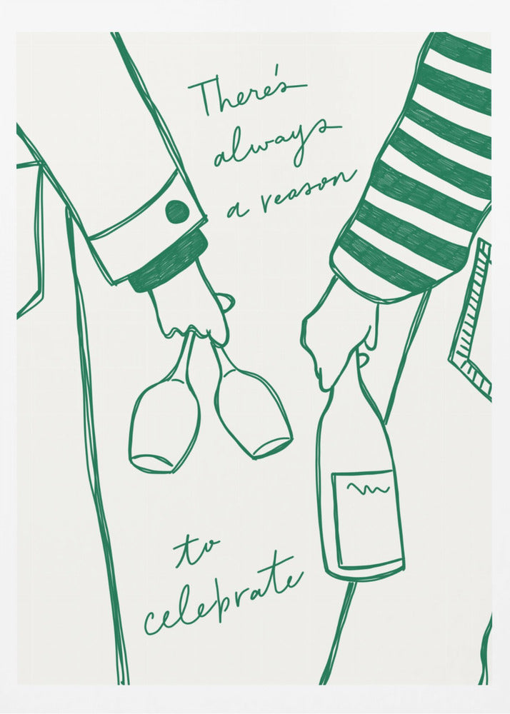 Frau hält Weinflasche und Weinglas (Grün) - Wine Vin Femme Vert | Poster
