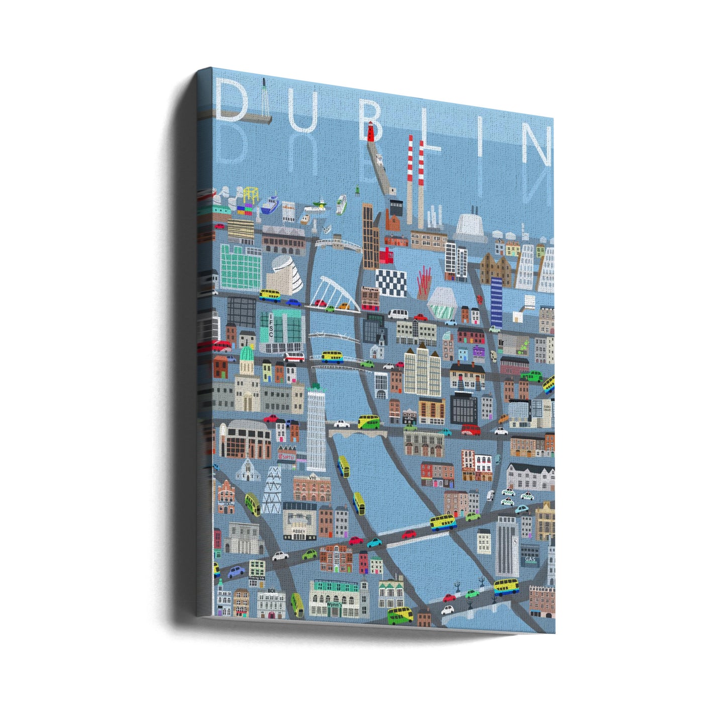Illustrated View of Dublin City, Ireland by Artist Carla Daly | Canvas