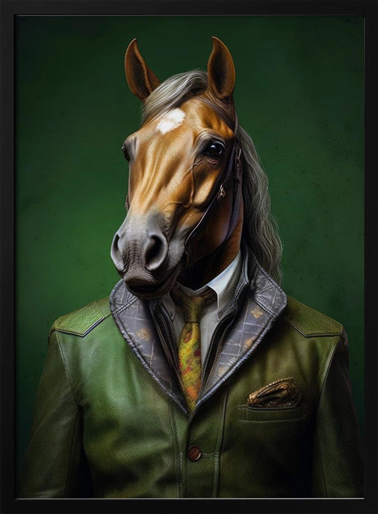 Elegantes grünes Pferd Tierkunst | Poster
