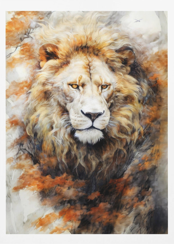 Weißer Löwe Aquarell Tierkunst | Poster