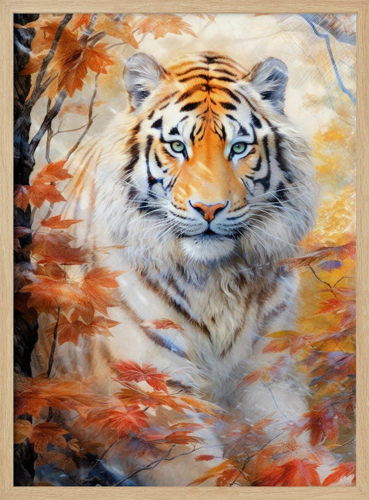 Weißer Tiger Aquarell Tierkunst | Poster