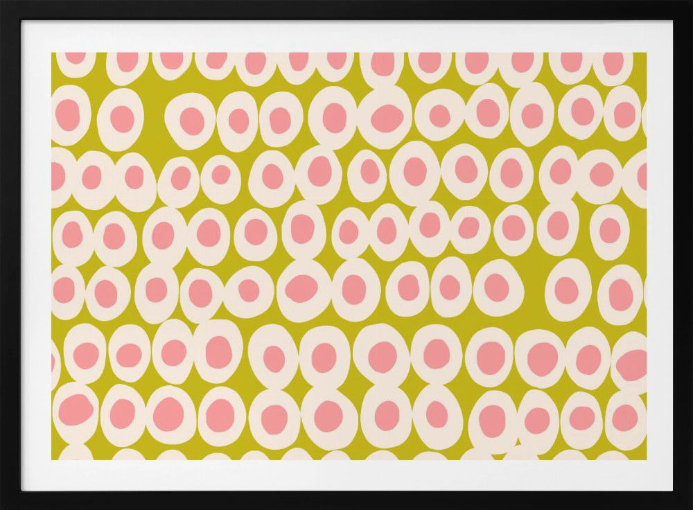 Wunderschönes Muster mit kräftigen Punkten in Rosa und Olivgrün | Poster