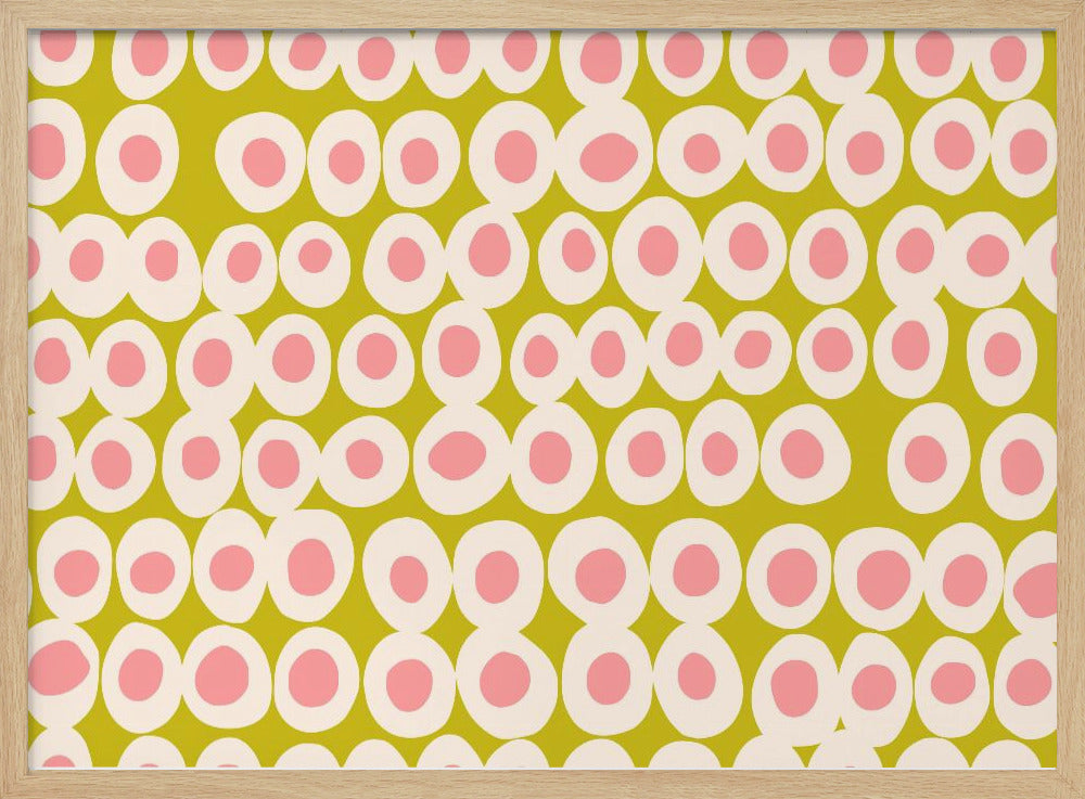 Wunderschönes Muster mit kräftigen Punkten in Rosa und Olivgrün | Poster