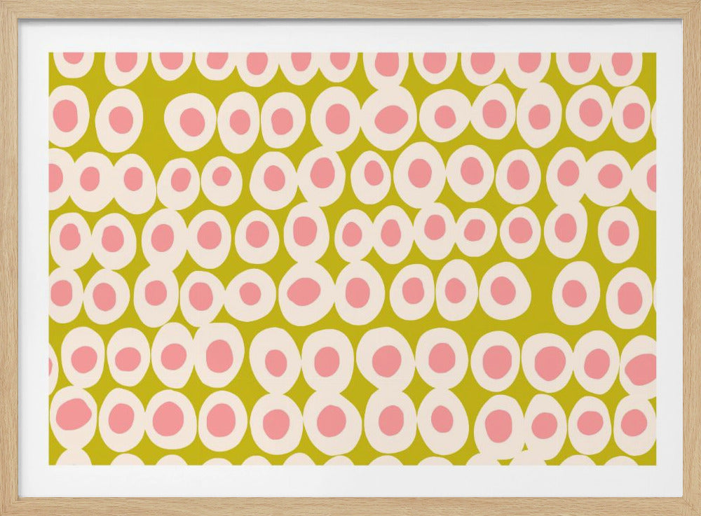 Wunderschönes Muster mit kräftigen Punkten in Rosa und Olivgrün | Poster
