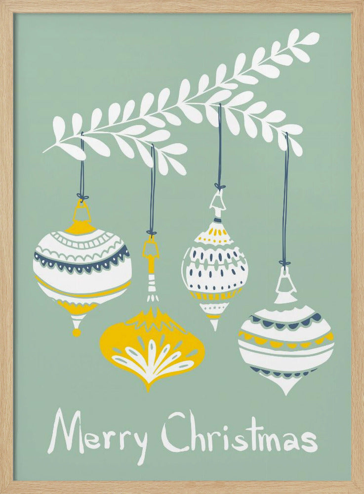 Fröhliche kleine Weihnachtskugeln mint | Poster
