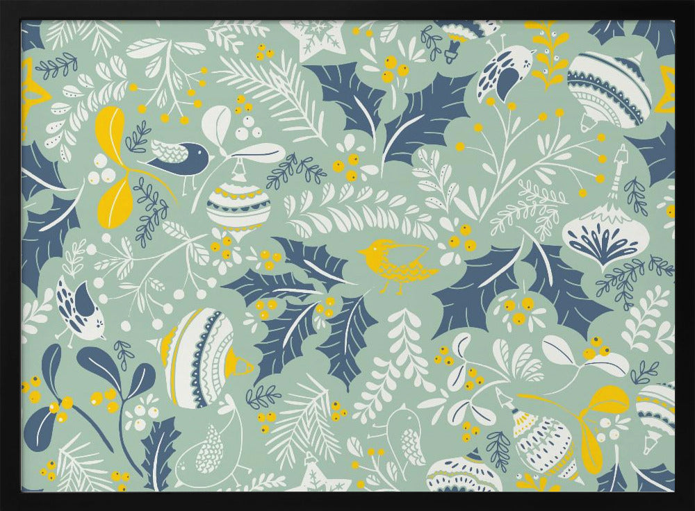 Wonderful ditsy holiday joy mint pattern | Poster