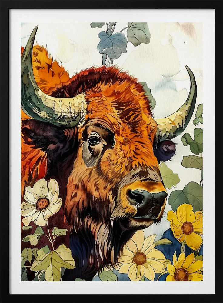 Buffalo watercolor animal art 2 | Poster