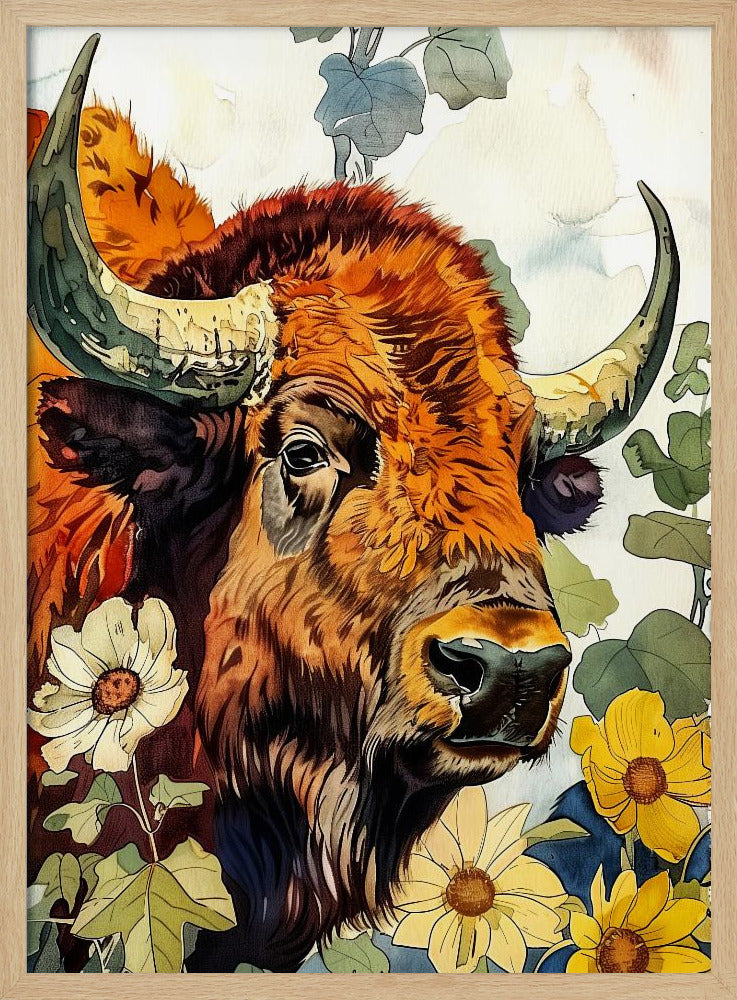 Buffalo watercolor animal art 2 | Poster