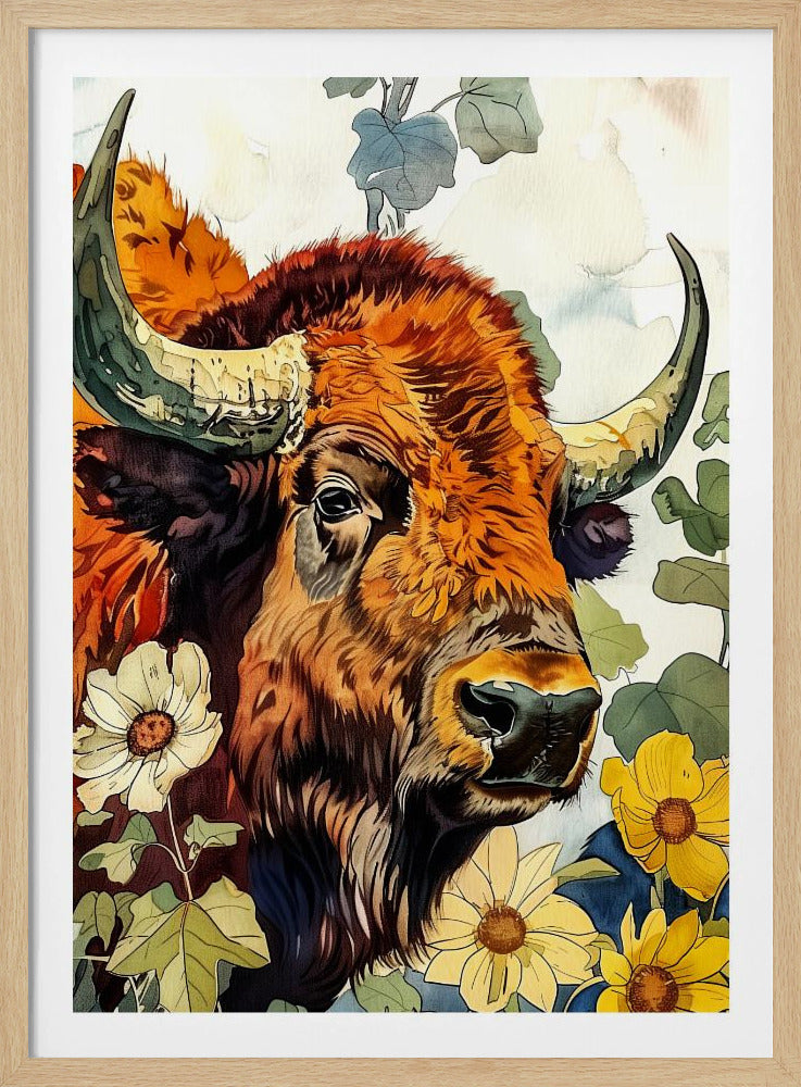 Buffalo watercolor animal art 2 | Poster