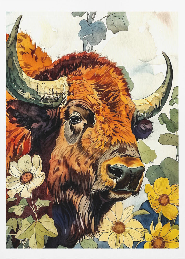 Buffalo watercolor animal art 2 | Poster