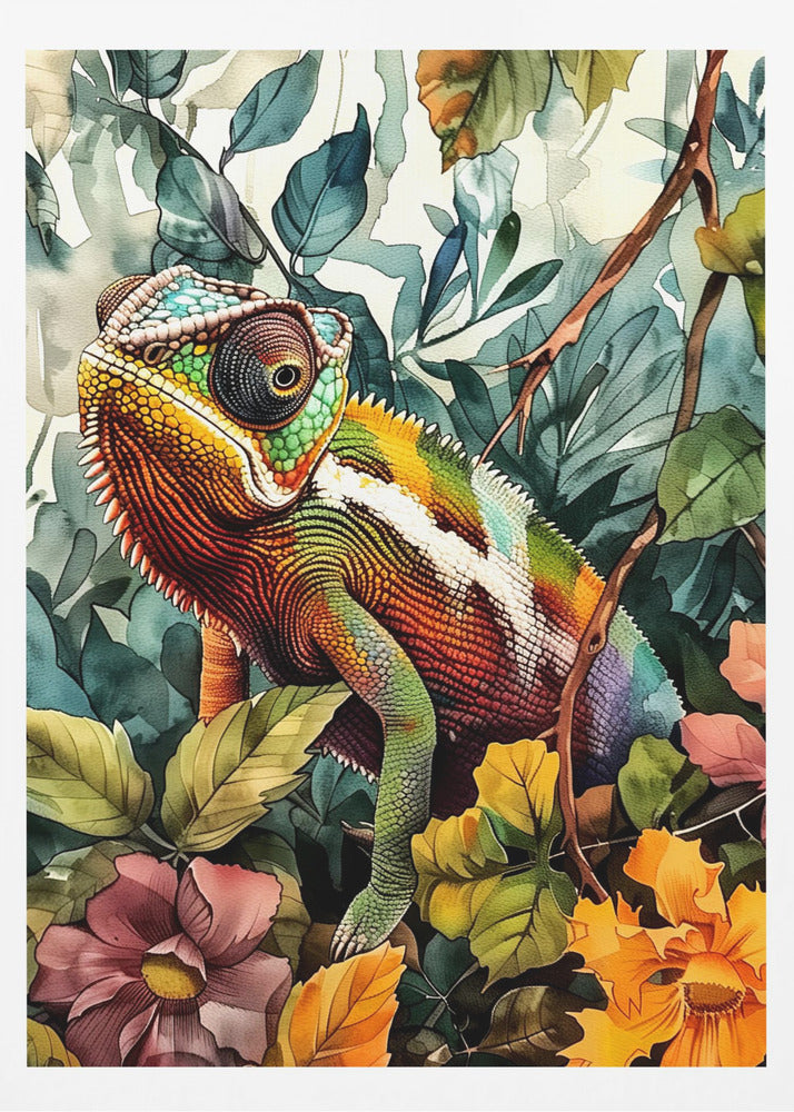 Chamäleon Aquarell Tierkunst 4 | Poster