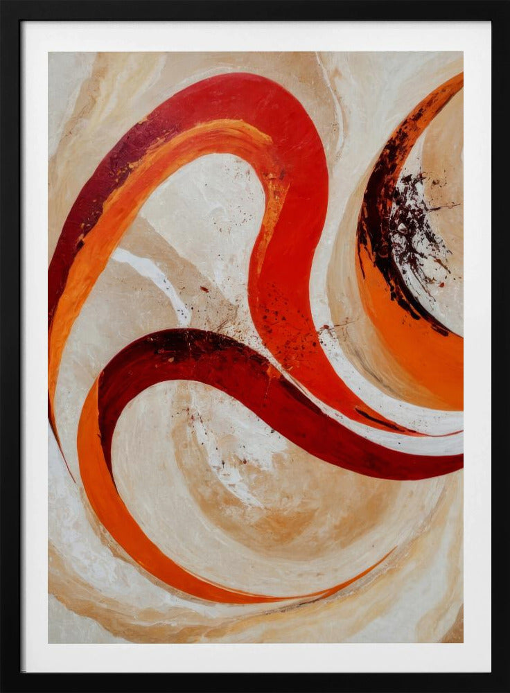 Red And Orange Swirls On A Neutral Background | Poster