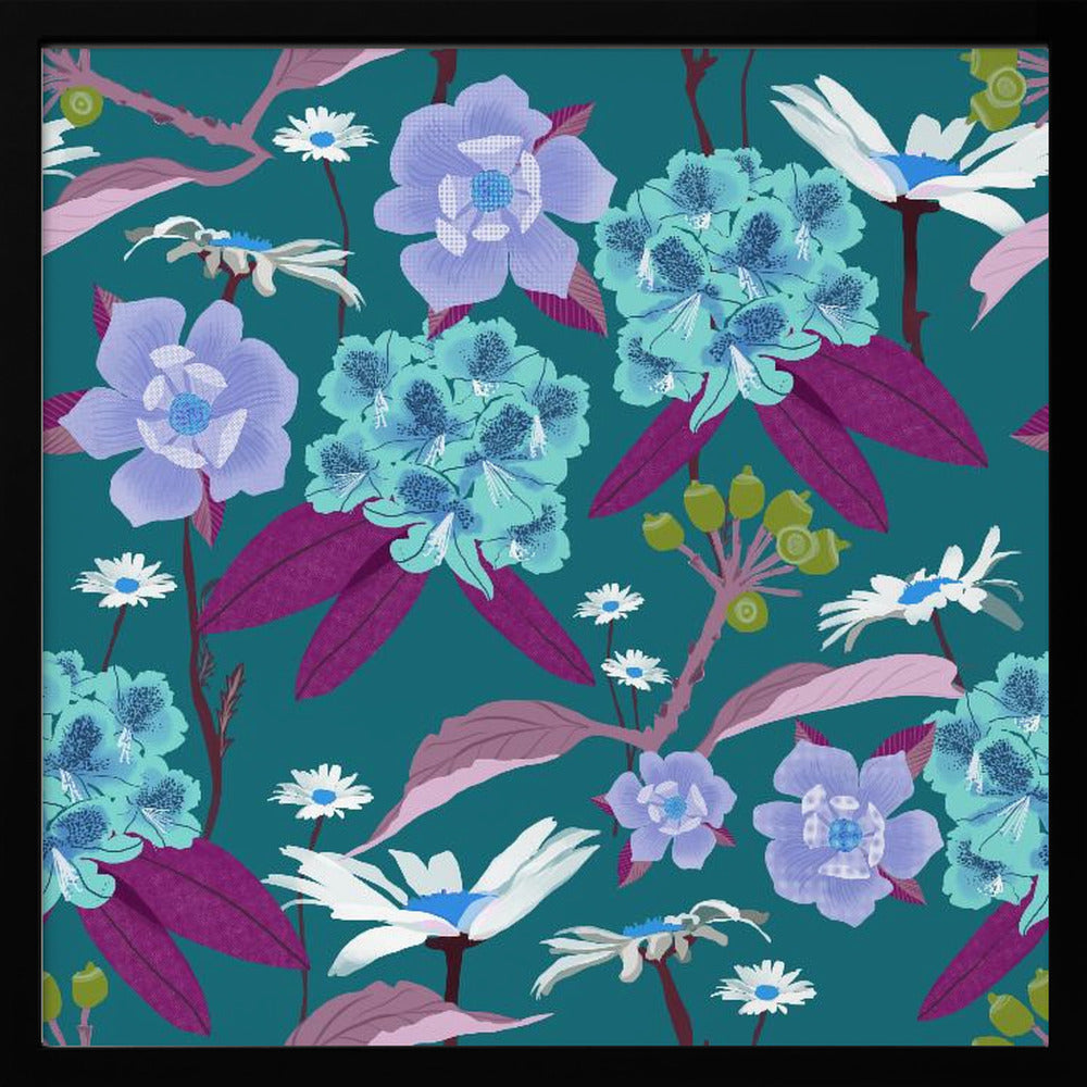 Rhododendrons and daisies | Poster
