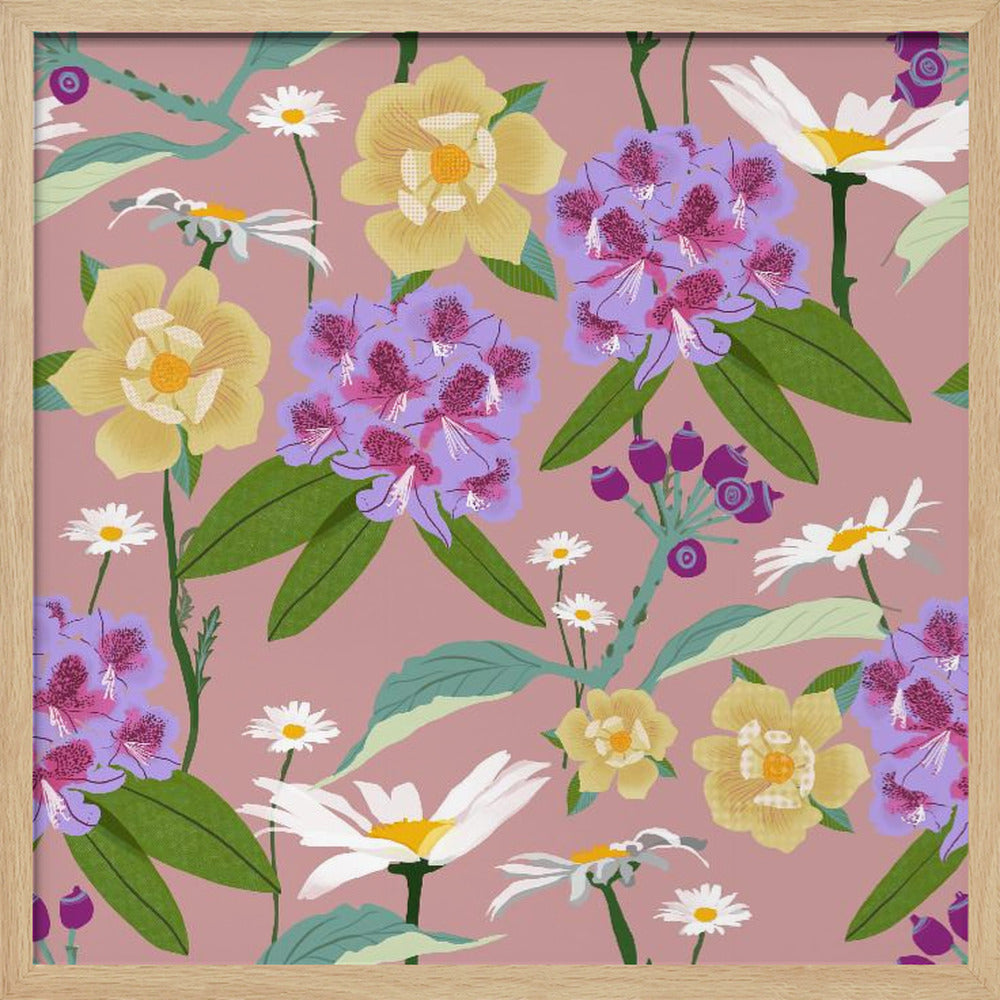 Rhododendrons and daisies | Poster