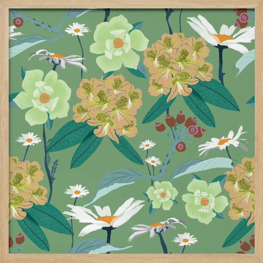Rhododendrons and daisies | Poster