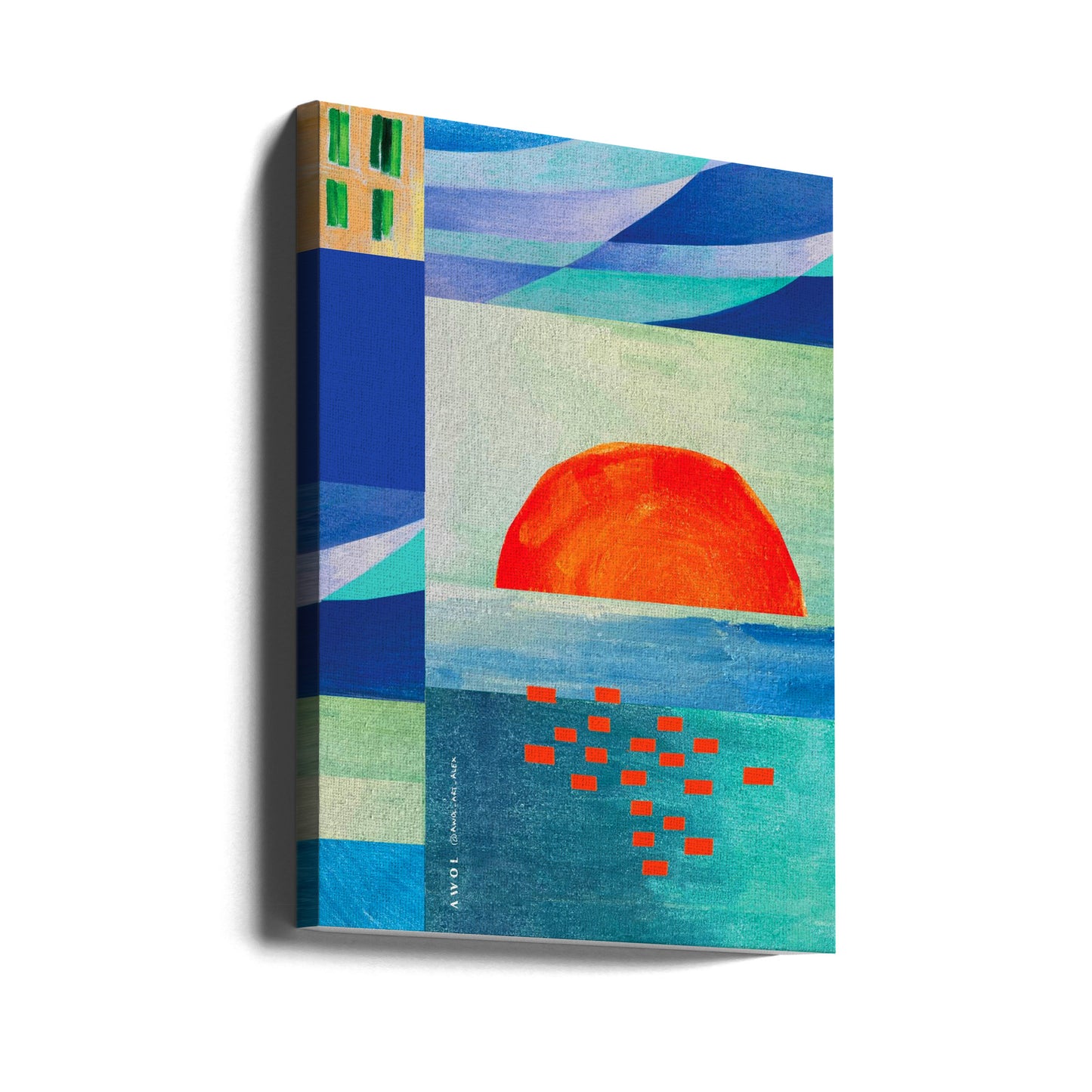 Mar Mediterraneo colorato con alba, arte costiera astratta | Stampe su Tela