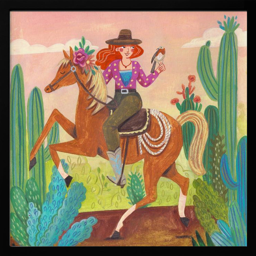 Cowgirl à cheval dans le désert | Posters - Affiche Artistique