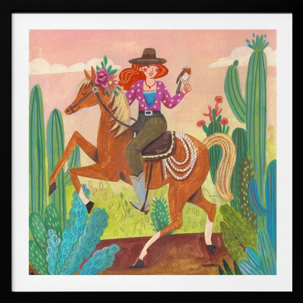 Cowgirl à cheval dans le désert | Posters - Affiche Artistique