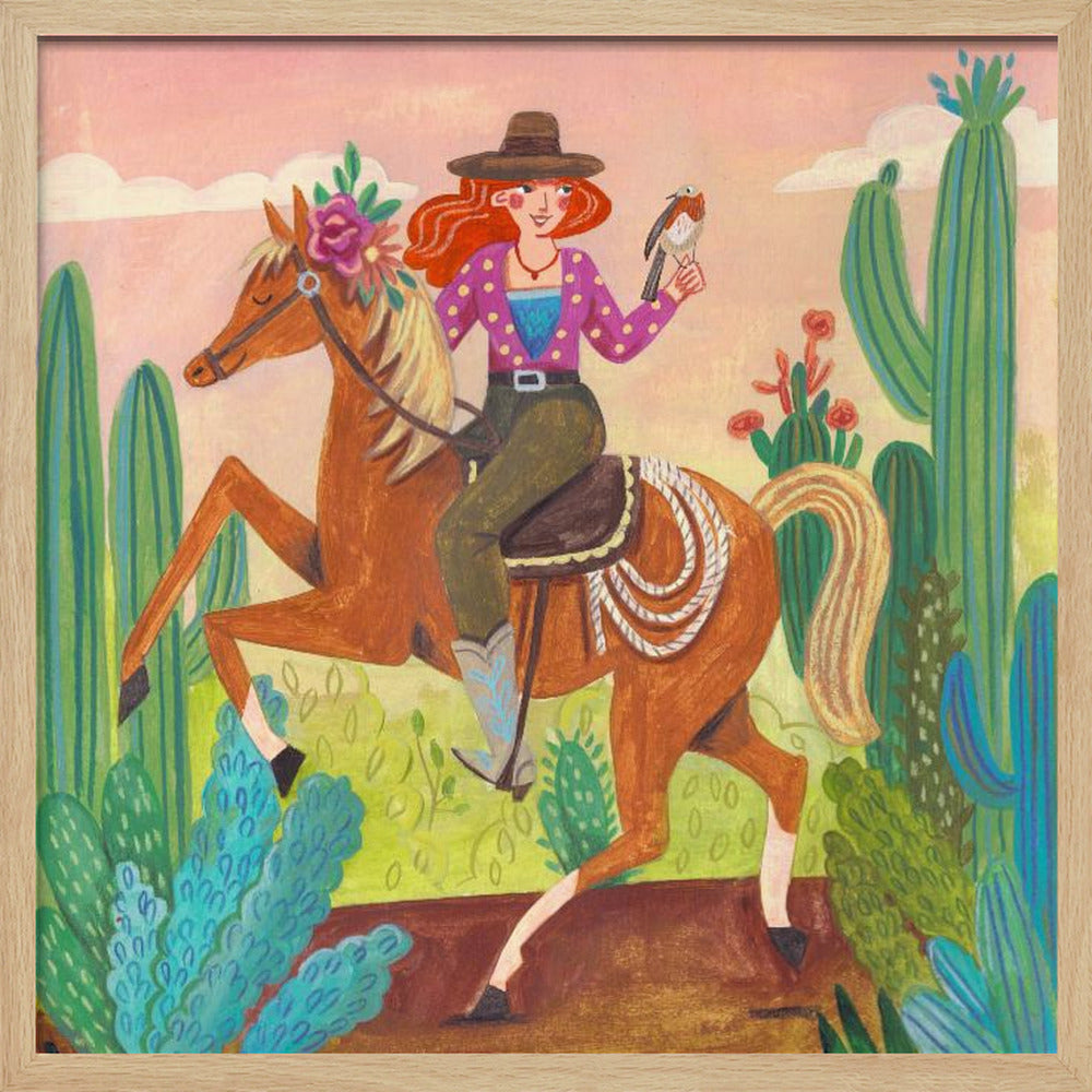 Cowgirl à cheval dans le désert | Posters - Affiche Artistique