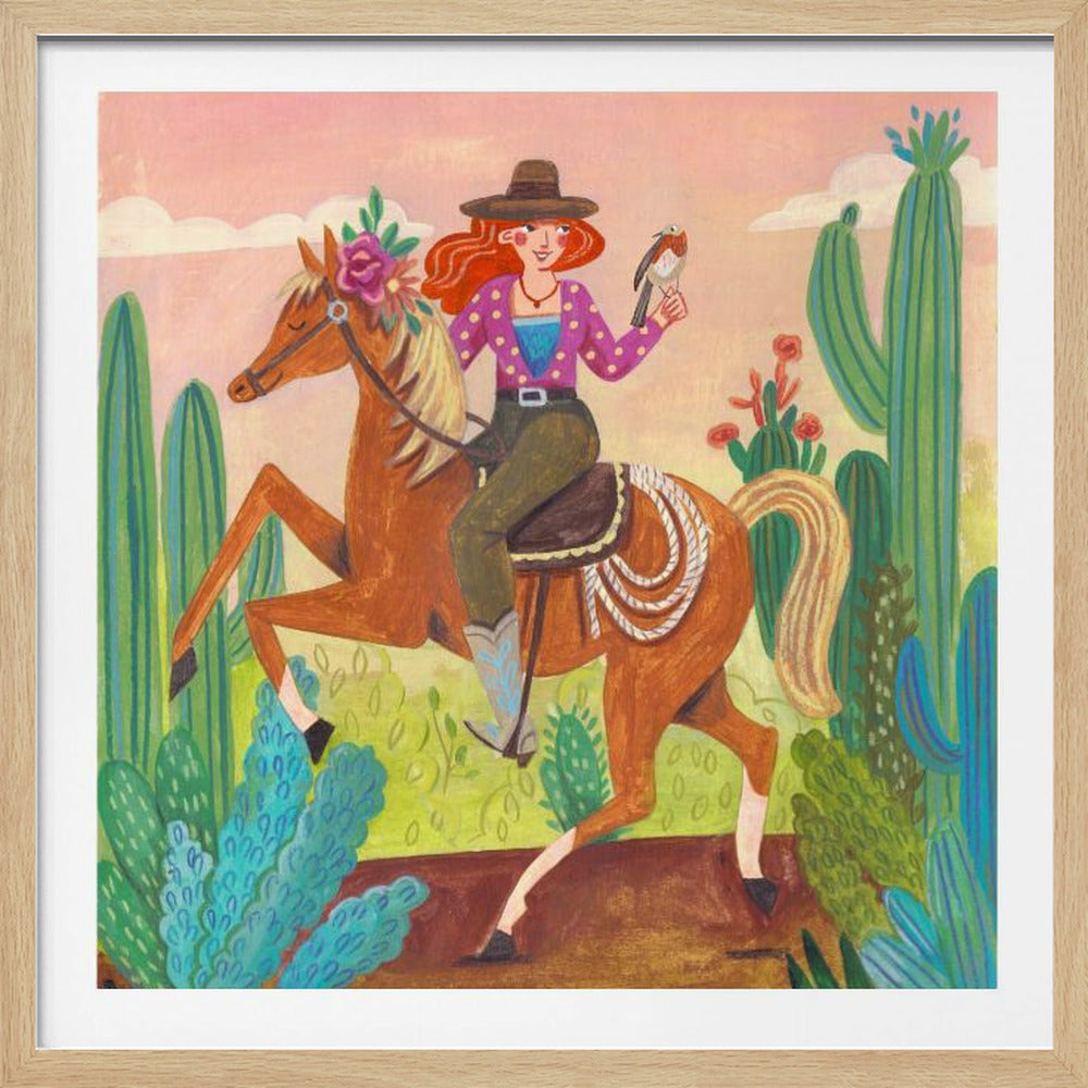 Cowgirl à cheval dans le désert | Posters - Affiche Artistique