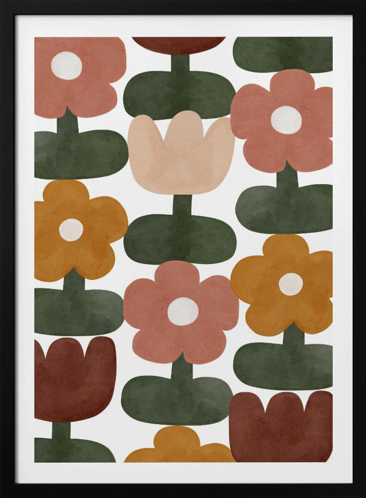 Retro Floral Grid | Poster