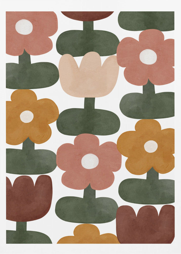 Retro Floral Grid | Poster