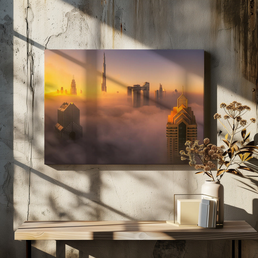 Dubai dimmig soluppgång i staden A738873 | Canvas