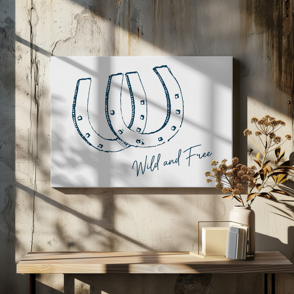 Horseshoe Wild and Free Navy Blue | Canvas