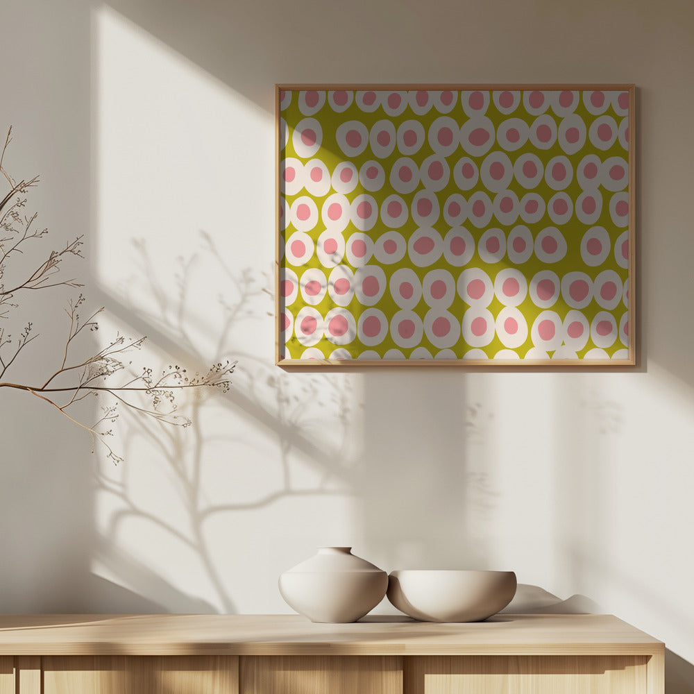 Wunderschönes Muster mit kräftigen Punkten in Rosa und Olivgrün | Poster