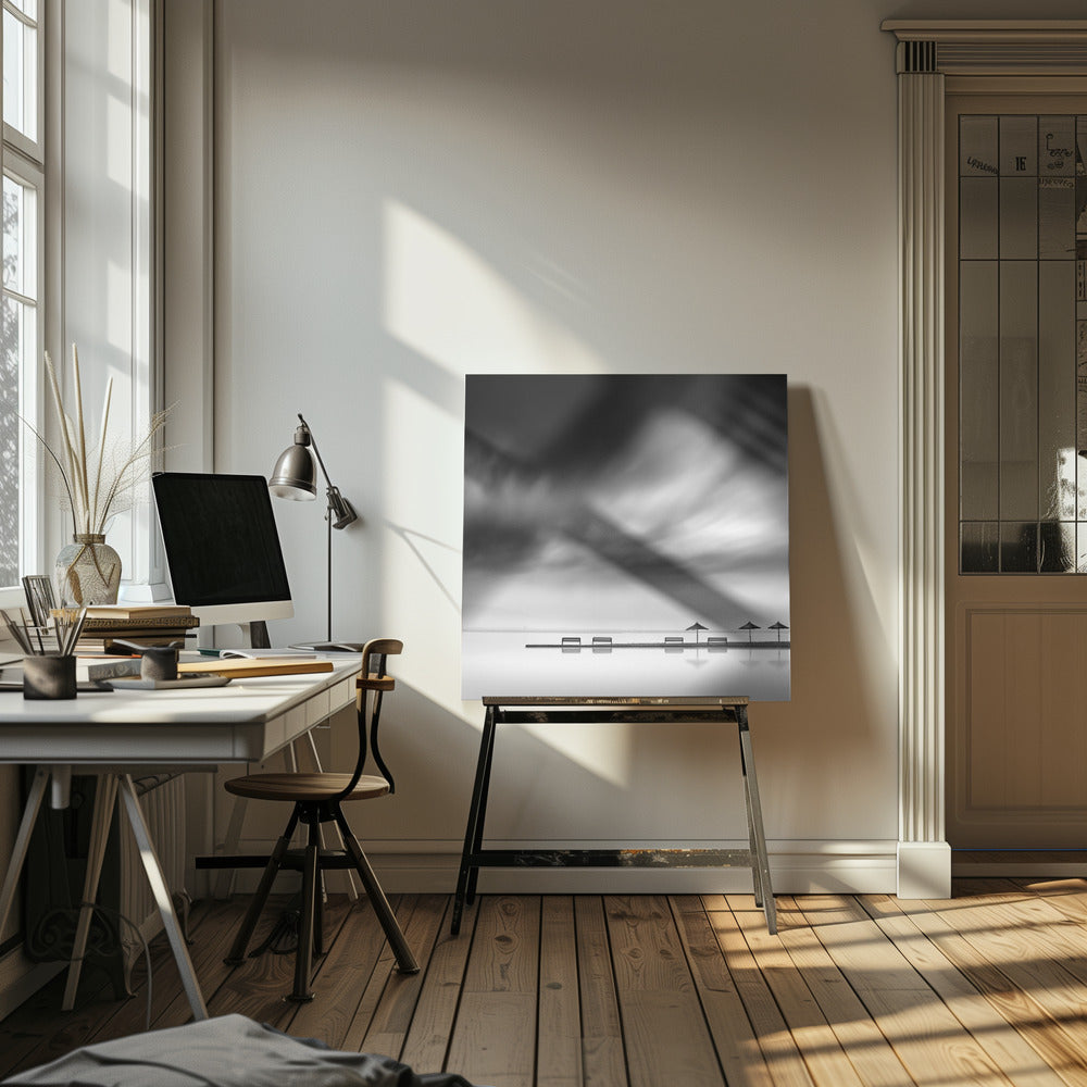 Four Benches and three umbrellas | Canvas