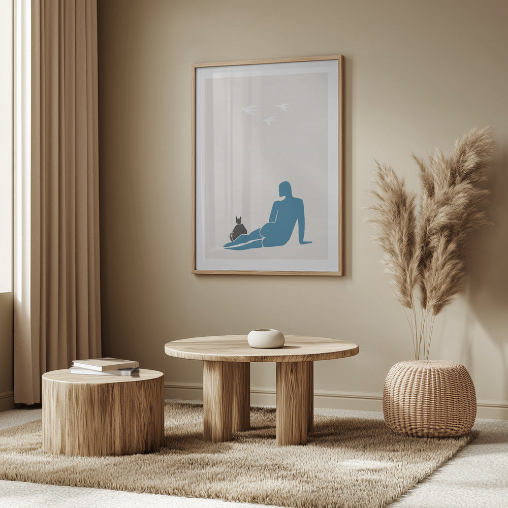 Woman and Cat | Poster