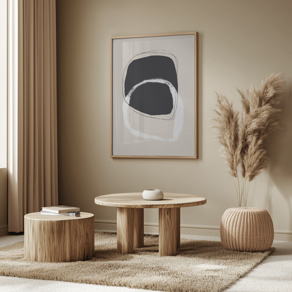 Black And White Shapes With Fluid Lines | Poster