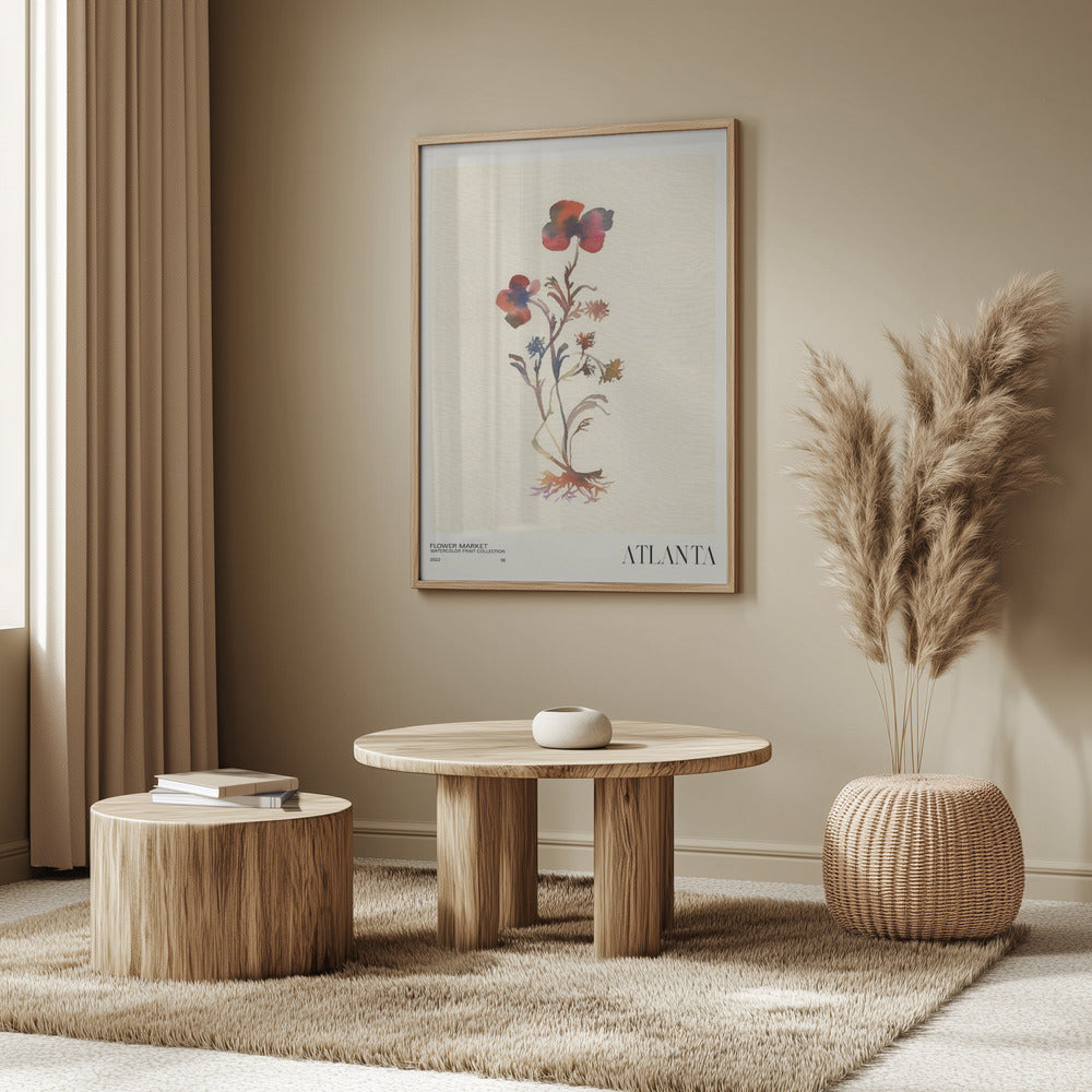Watercolor print collection. Flower market - Atlanta | Poster