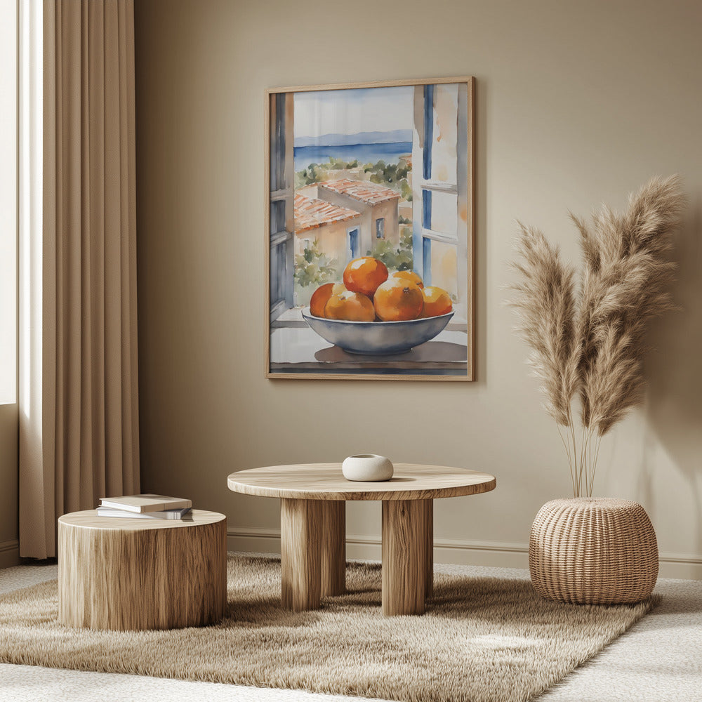 Orangenschale im Fenster | Poster