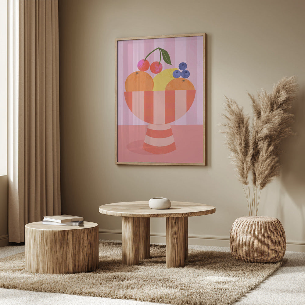 Frukt i randig skål | Poster
