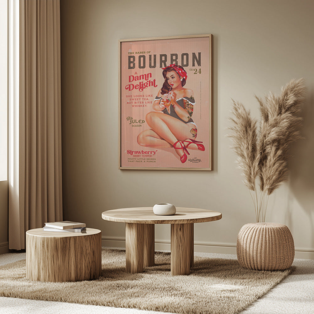 Bourbon Babes Vol 22 Vintage Pinup Girl Drinking A Cocktail | Poster