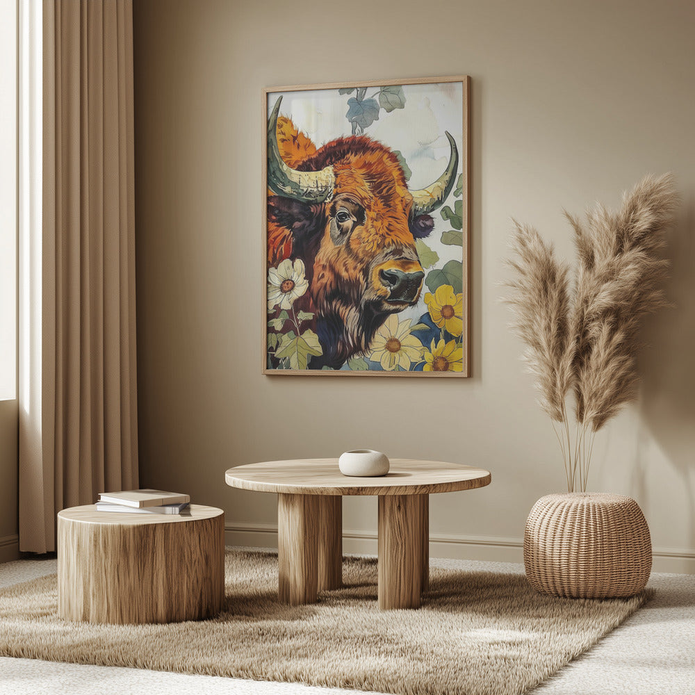 Buffalo watercolor animal art 2 | Poster