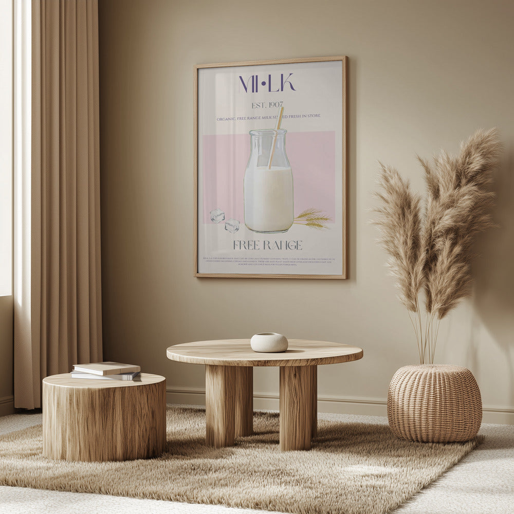 Organic Free Range Milk in a Clear Bottle with Straw | Poster