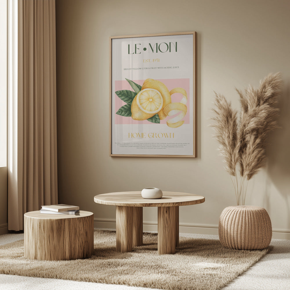 Zitronenscheiben im Vintage-Stil mit Blättern | Poster