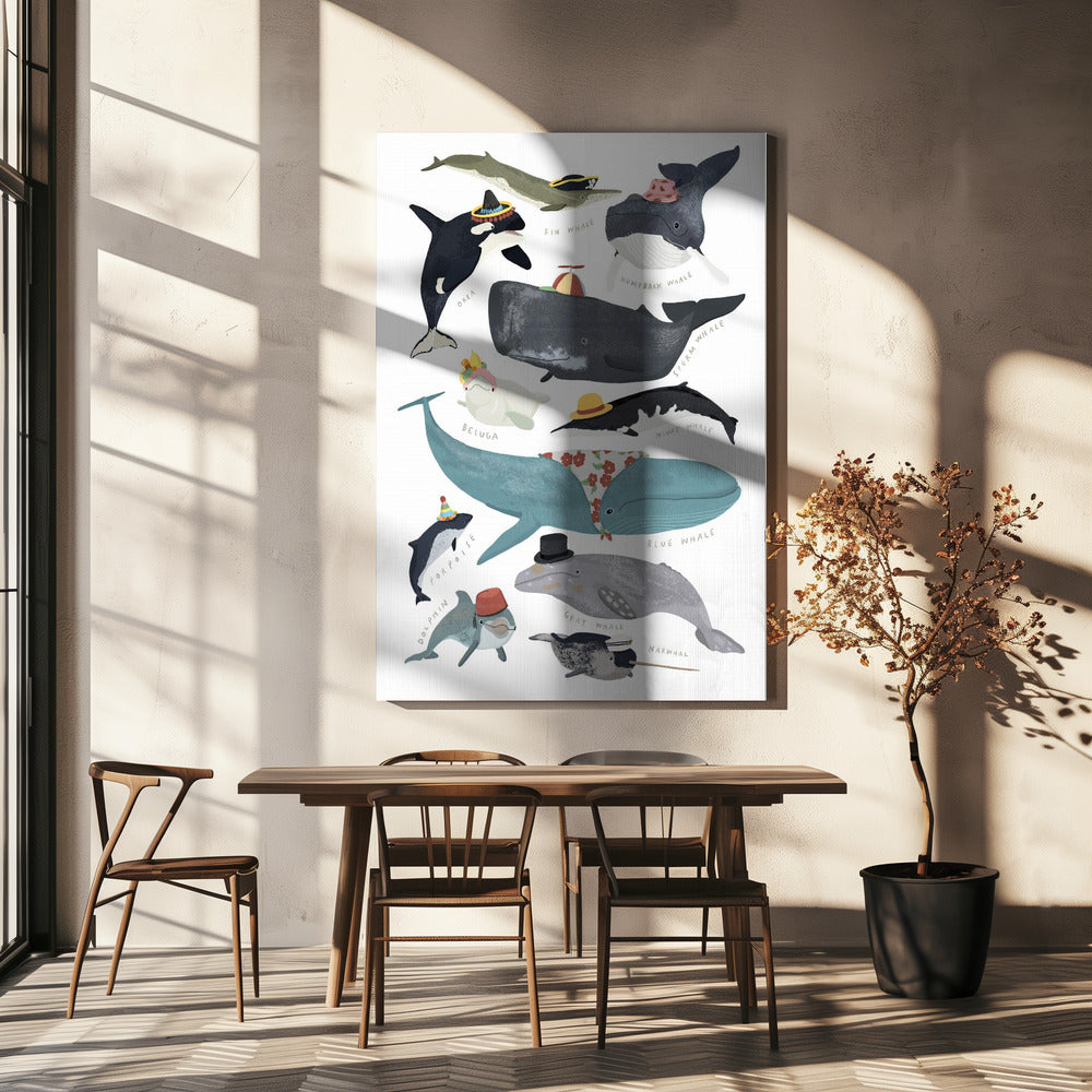 Whales In Hats | Canvas