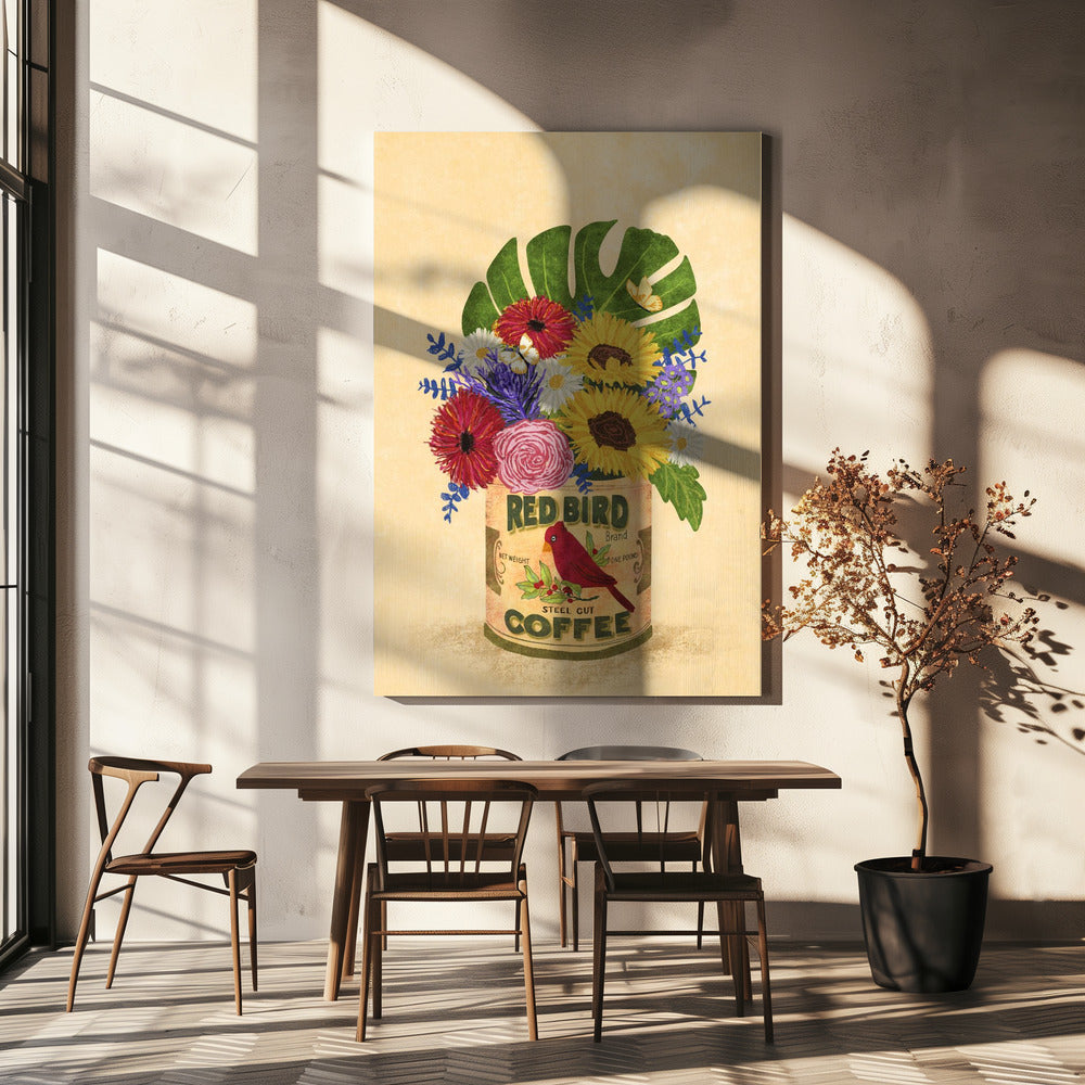Flores en una lata de café vintage | Impresiones en Lienzo