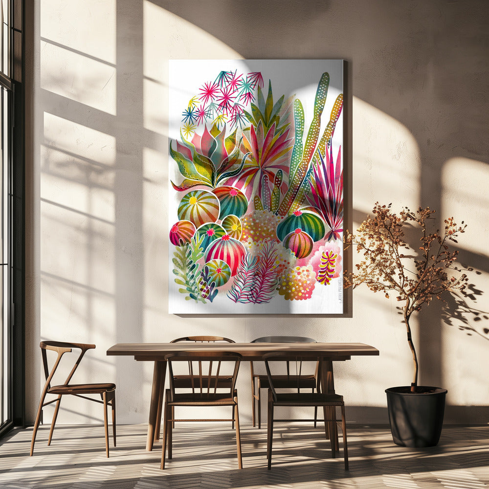 Flowering Succulent and Cacti Garden | Canvas