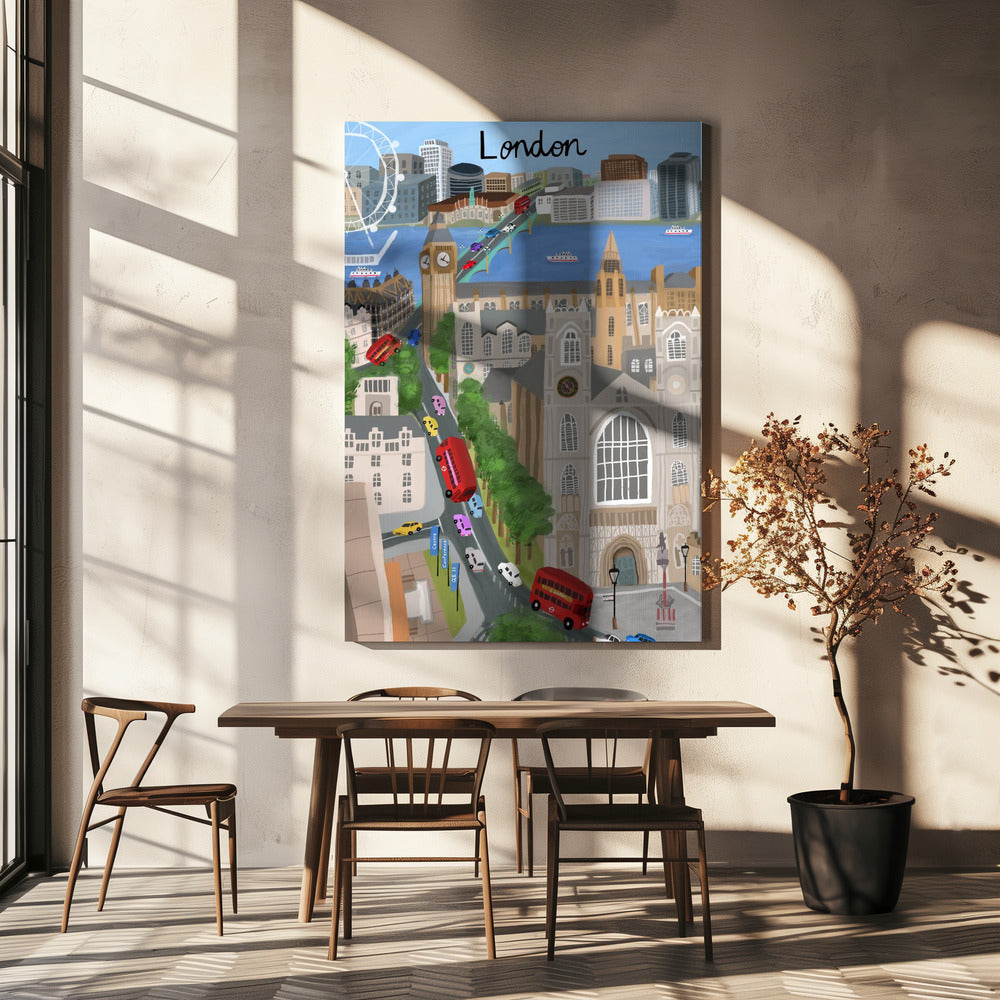 London City with View of the Thames River and Big Ben by Artist Carla Daly | Canvas