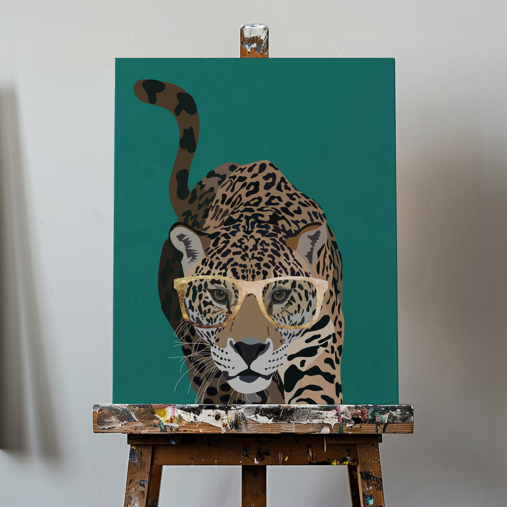 Nyfiken grön leopard | Canvas