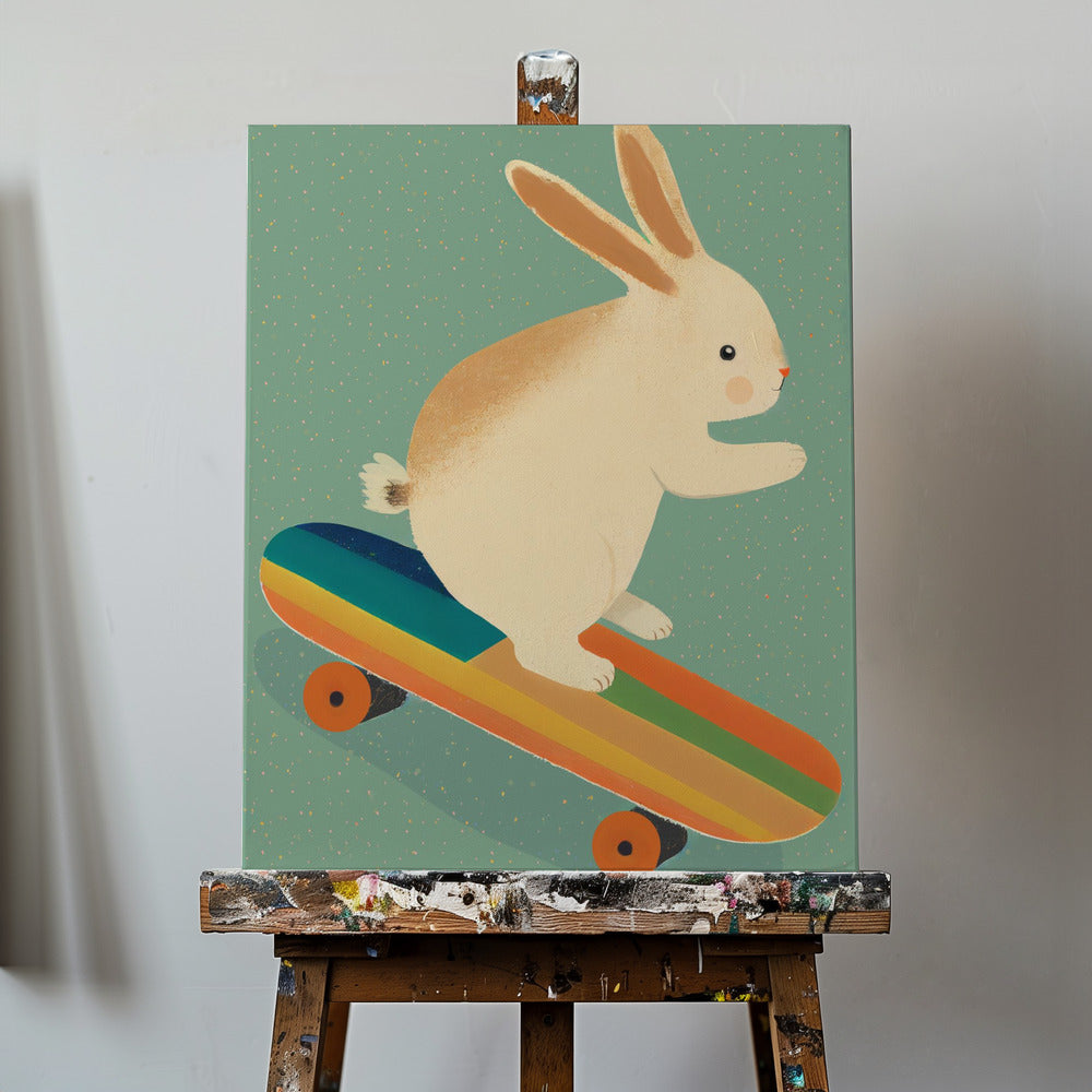 Hase auf Skateboard | Leinwand-Bilder