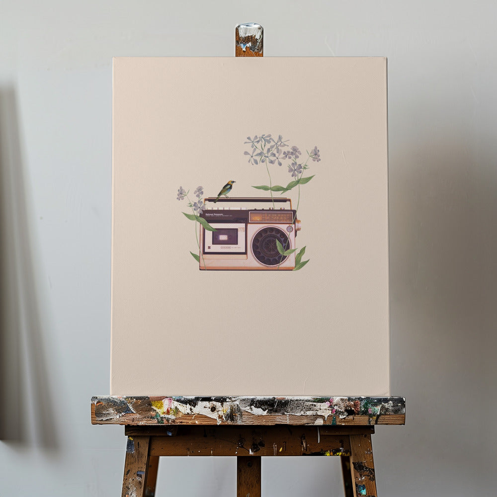 Floral vintage radio | Canvas
