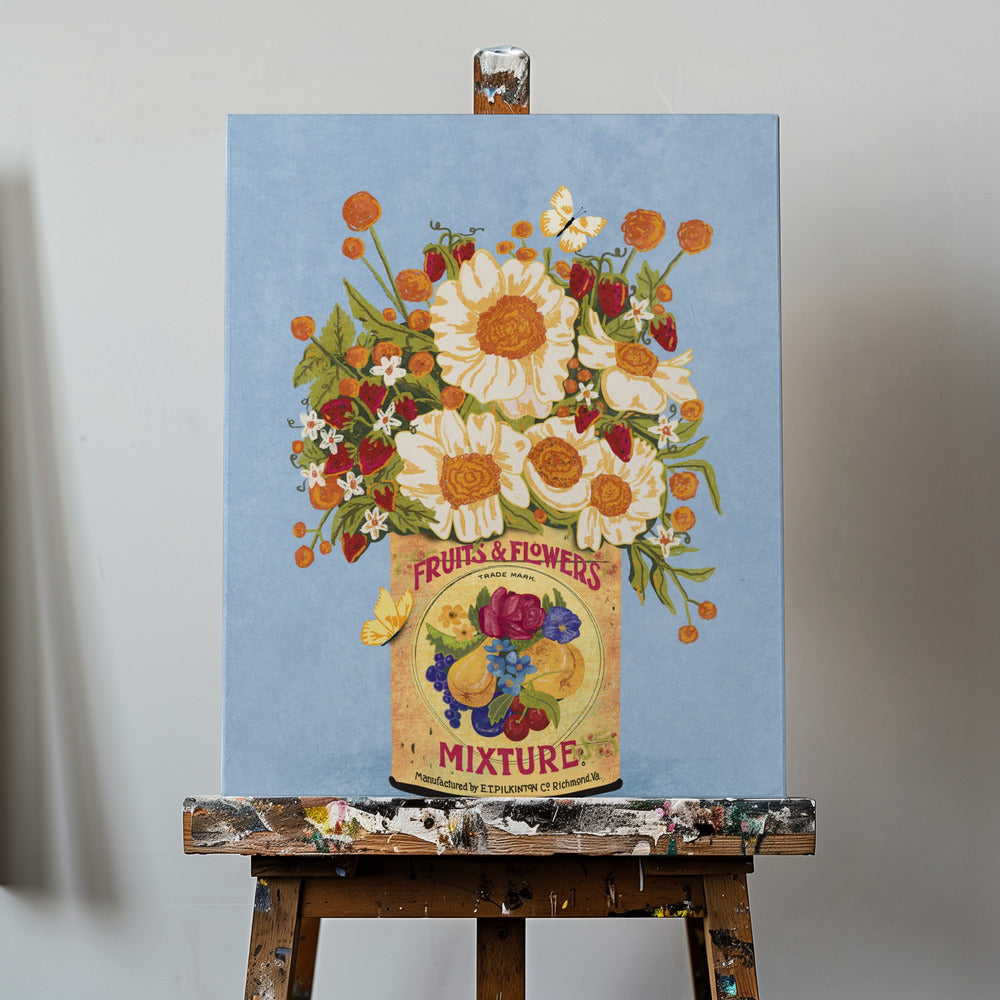 Flores en una lata de té vintage | Impresiones en Lienzo